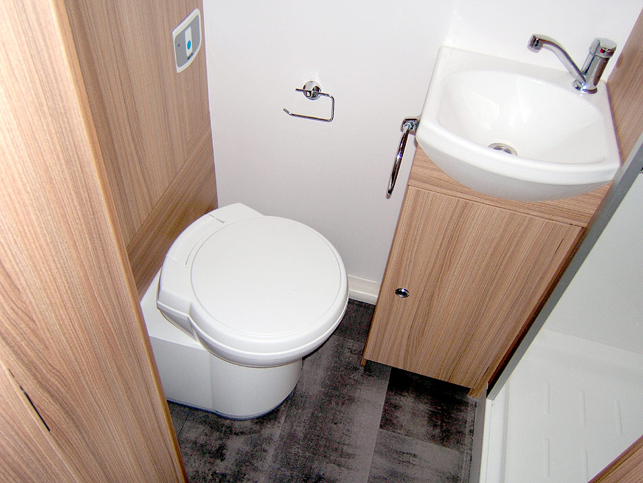 The rear washroom - showing the cassette toilet.